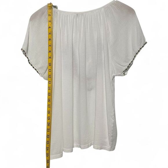 Lucky Brand Cotton Blend Embroidered Short Sleeve Peasant Top (XL) - Picture 4 of 10
